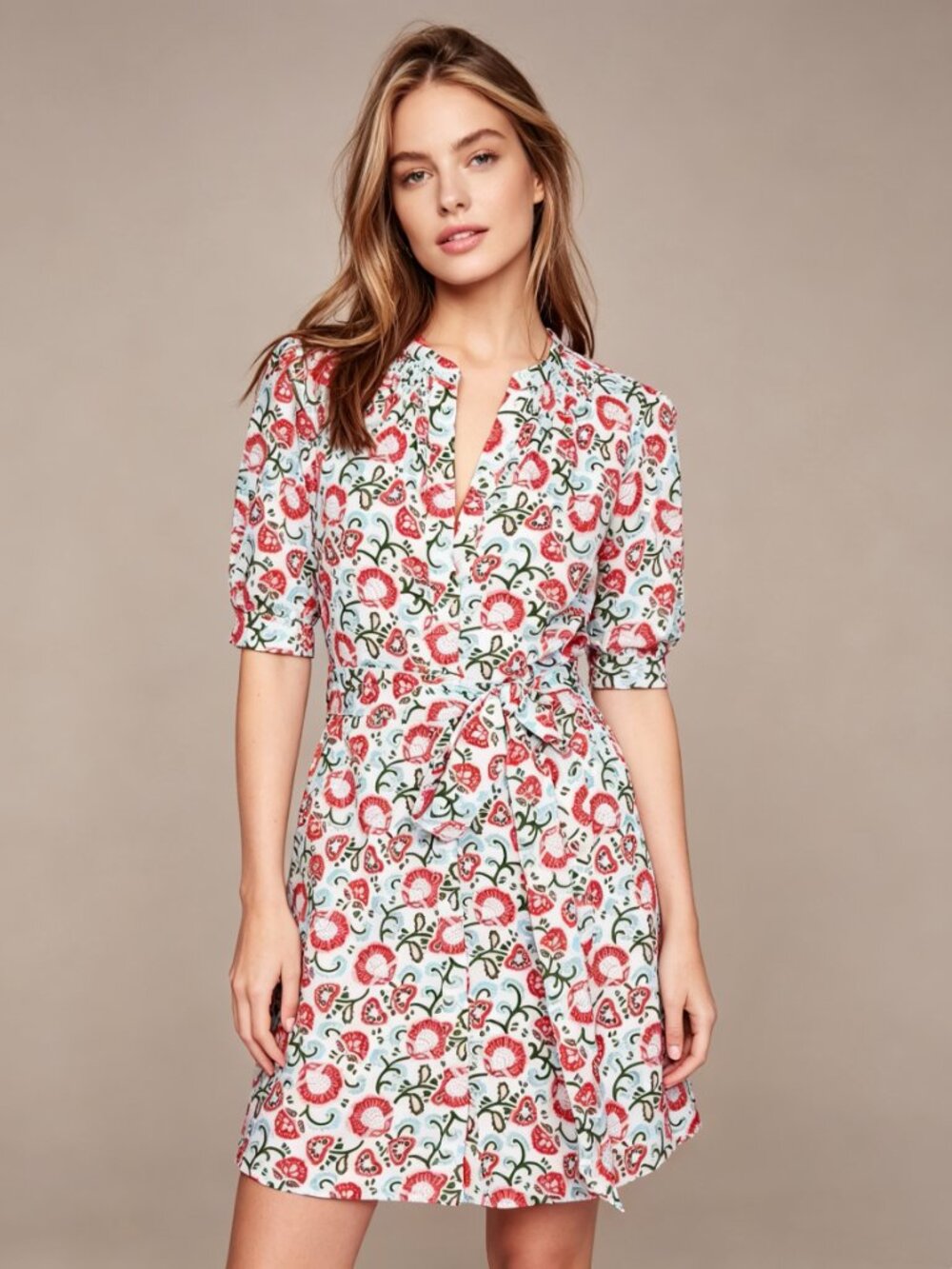 NWT Boden Ada Double Cloth Cotton Floral Midi Shirt Dress Size 8L
